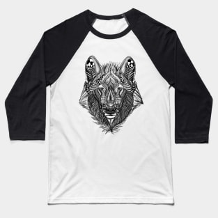 Zen Doodle Wolf Baseball T-Shirt